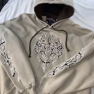 Sapphire Lounge Hoodie Herren Large Tribal Sleeve Hits Cyber Goth Grunge Skater Y2K - Bild 1 von 13