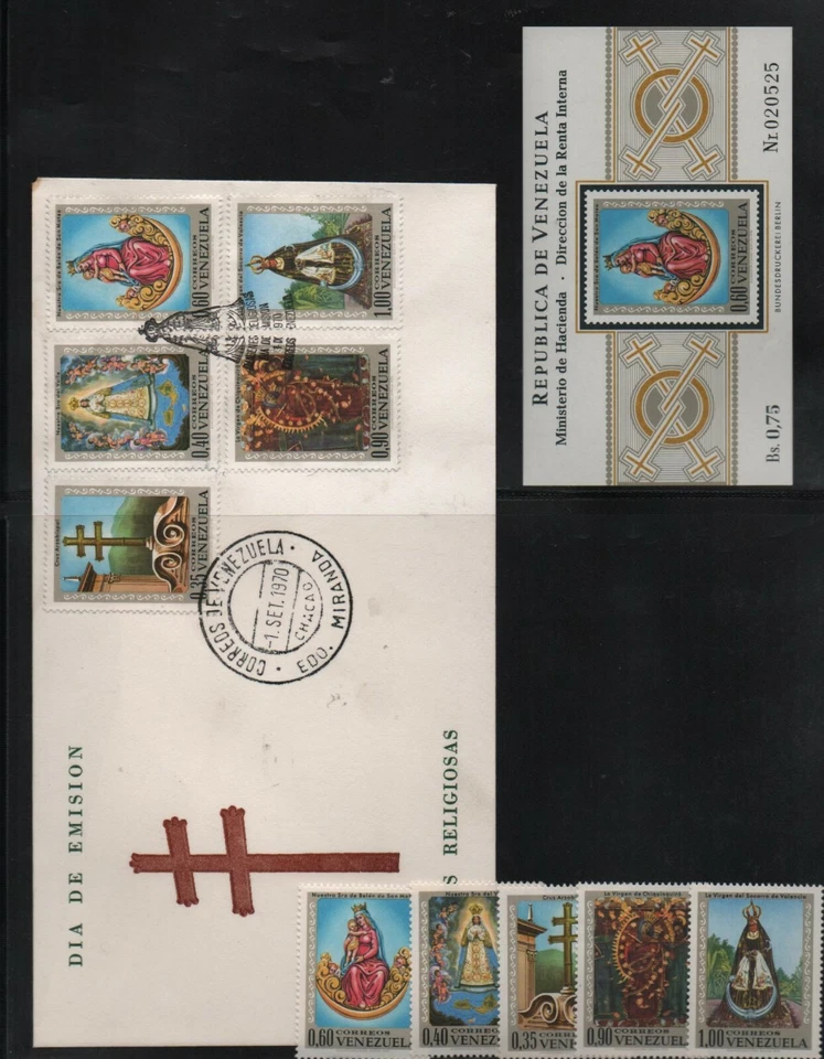Venezuela: 1970; Scott 969-973+ S.S 976a + F.D.C mint NH. VZ1064 - Image 1 of 1