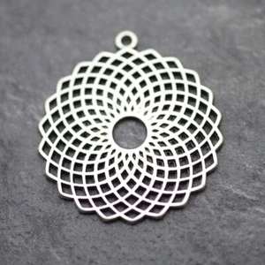 5 Mandala Symbol Anhänger, Metall, Antik Silber, DIY Schmuck basteln ZM800 - Picture 1 of 8