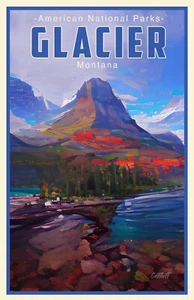 Glacier National Park Montana Travel Poster • Signed • 11x17 Nice - Picture 1 of 1
