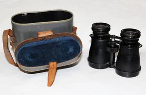 Binoculares vintage hechos en Alemania con estuche negros antiguos retro - Imagen 1 de 5