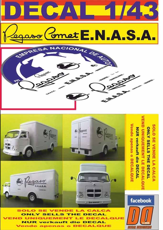 DECAL 1/43 PEGASO COMET ENASA (08) - Image 1 of 1