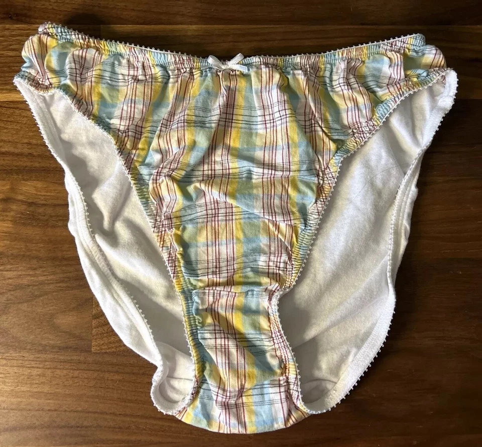 Bragas H&M Talla 4/6 Pequeñas Cuadros Corte Alto Bikini L.O.G.G Lazo Algodón Cintura Alta Foto 1 de 4