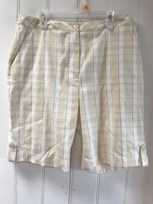Pantalones Cortos de Golf EP Pro Planos Frontales Cremallera Beige A Cuadros Tiro Medio Para Mujer Talla 6 Foto 1 de 4