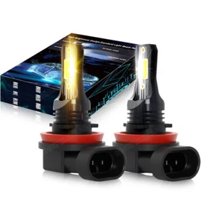 2pc LED Fog Light Bulbs H8 H9 H11 Light 2 Color Yellow White Changing High Power - Picture 1 of 11