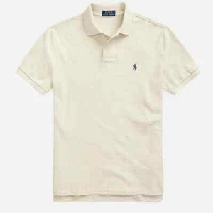 Polo Ralph Lauren Men's Mesh Polo Custom Slim Fit - Cream Heather Size Medium - Picture 1 of 6