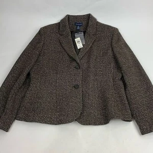 Ann Taylor Wool Tweed Blazer jacket coat Size 16 Brown Tan Button up Lined NWT - Picture 1 of 15