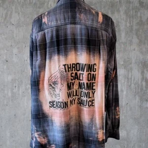 Custom Funny Flannel Shirt - Sarcastic Saying - Throwing Salt on My Name - 2XL - Picture 1 of 9