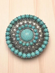 Blue Faux Turquoise Concho Phone Grip – Western Style Phone Stand & Holder - Photo 1 sur 5