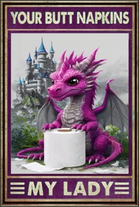 Drache & Disney Aschenputtel Stil Schloss Dein Hintern Servietten My Lady Metall Poster - Bild 1 von 12