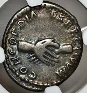 Nerva AR Denarius AD 96-98 Clasped Hands NGC F - Picture 1 of 4