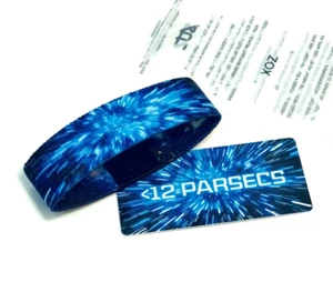 ZOX ** 12 PARSECS** Silver Small Strap Wristband w/Card - Picture 1 of 3