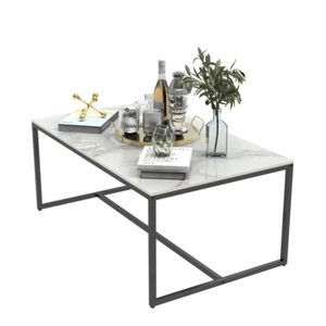 Couchtisch Modern Weiß Marmor Optik Wohnzimmertisch Sofatisch Salontisch 100x60 - Bild 1 von 9