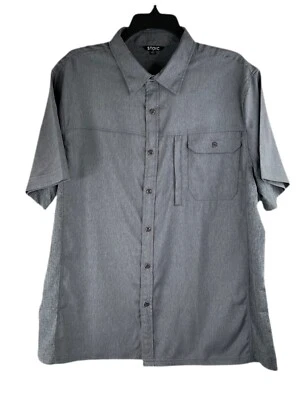 Camisa gris estoica con botones manga corta bolsillo talla grande para hombre nueva sin etiquetas Foto 1 de 4