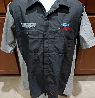 Stewart-Haas Racing Team Issued Large Gray Red Kap Shop Shirt NASCAR Gragson - Image 1 of 4