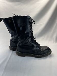 Doc Dr Martens 1914 tall combat 14-eyelet boots black smooth womens size 12 US
