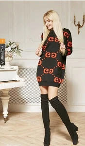 KNIGHT FASHION DESIGNER BLACK RED WOMEN DRESS - Picture 1 of 3