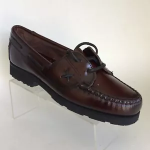 G.H. BASS Woman's Lace Up Moc Toe Leather Laces Boat Shoes, Burgundy (Size 7 M) - Picture 1 of 12