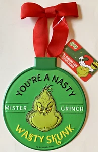 Ruz NEW Dr. Seuss GRINCH Mini Round Metal Hanging Sign/Ornament - 5-1/2" Tall - Picture 1 of 2