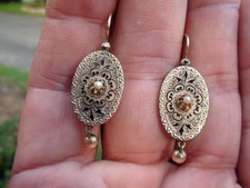 Antique Victorian  Pearl 14KT Yellow Gold Earrings