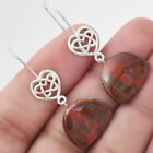 Celtic - Natural Red Moss Agate 925 Sterling Silver Earrings Jewelry E-1213