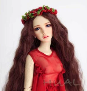 8-9 1/3 BJD Peluca Larga Rizada Roja LUTS Muñeca SD DZ DOD MSD Cabello - Imagen 1 de 2