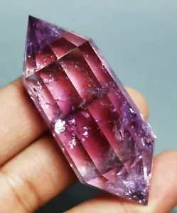 Quarzo ametista 12 lati cristallo naturale ispirato agli uccelli doppia bacchetta terminata - Foto 1 di 12