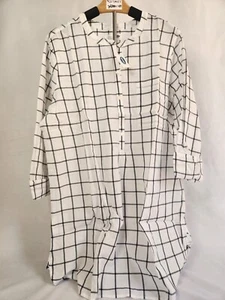 Old Navy Tunic Button-down Long Sleeve Black and White Women’s XL Tall NWT Cube - Picture 1 of 12