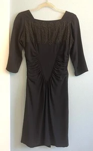 Rayon Crepe Dress Size Small Lace Trim Vintage 40s Wiggle - Picture 1 of 9