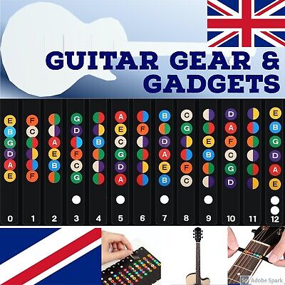 UK STOCK - Beginner Guitar Fretboard Stickers - learn notes/scales/chords.