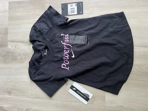 The Nike Tee T Shirt Girls XL Black Powerful Swoosh Short Sleeve NWT - Picture 1 of 5
