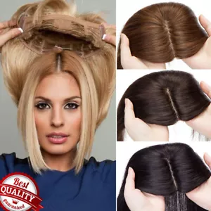 Women's Hair Toupee Real 100% Remy Human Hair Topper Silk Base Clip In Hairpiece - Picture 1 of 57
