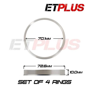 Set of 4 Alloy Metal Spigot Rings 72.6 - 70.1 fits  LAND ROVER RANGE ROVER SPORT - Picture 1 of 1