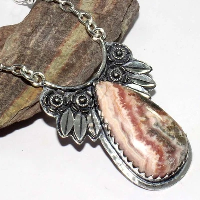 925 Серебряное покрытие классический родохрозит ожерелье ювелирные изделия размер 18 «GW - Изображение 1 из 3