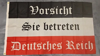 Fahne Flagge Deutschland - Vorsicht Sie betreten Deutsches Reich - 90 x 150 cm - Bild 1 von 3