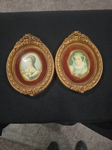 Par de placas de pared vintage de cuadros victorianos de mujeres enmarcados creaciones camafeo - Imagen 1 de 4