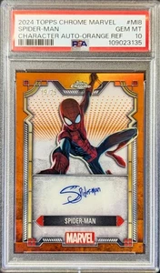 2024 Topps Chrome Marvel #MI8 Spider-Man /25 Character Auto Orange PSA 10 - Picture 1 of 2