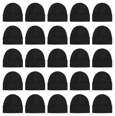 Paquete de 25 Gorros de Invierno, Unisex Térmicos Tobogán Gorras con Puños para Clima Frío Foto 1 de 4