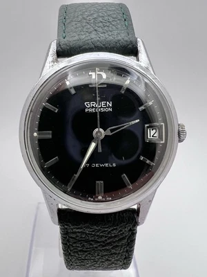 Vintage GRUEN men's manual wind watch 510 CA Black dial 1950s - Image 1 of 4