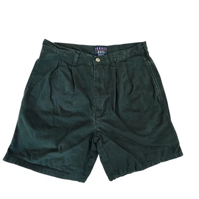 Trader Bay Shorts Mens 30 Green Pleated Chino 100% Cotton Zip Fly Welt Pockets - Image 1 of 4