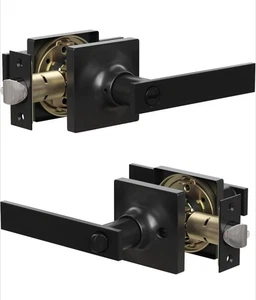 Manijas interiores de privacidad negras mate de 8 unidades con cerradura giratoria reversible - Imagen 1 de 11
