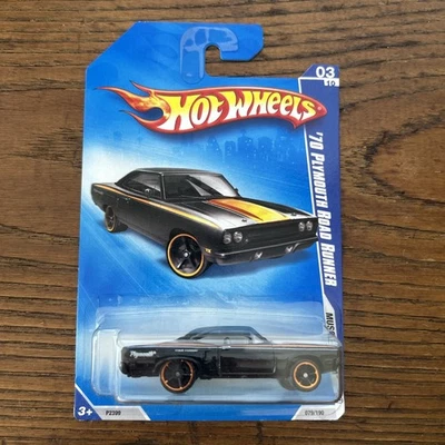 Hot Wheels 2009 1970 70 Plymouth Road Runner negro con rayas muscle mania car Foto 1 de 4