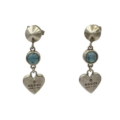Auth GUCCI - Silver Light Blue Blue Topaz Earrings - Image 1 of 3