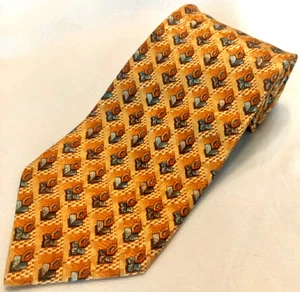 Ermenegildo Zegna Tie 100% Silk Mens Yellow Designer Luxury Neck Tie Italy - Picture 1 of 5