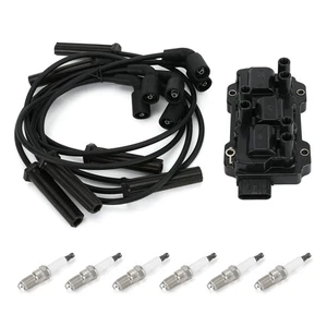 Paquete de bobinas de encendido del motor bujía y cable rojo para Buick Chevy Pontiac UF434 - Imagen 1 de 14