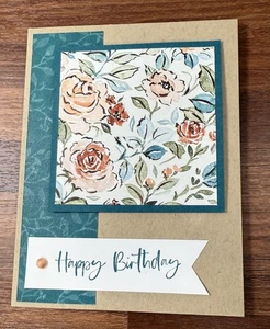 Stampin Up Card Kit Happy Birthday + Thanks for Being You Floral Charm - 4 Cards - Picture 1 of 4