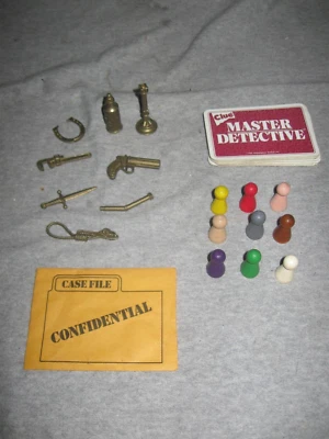 Clue Master Detective Replacement Weapons Suspect Room Cards Wood Playing Pieces - Image 1 of 4