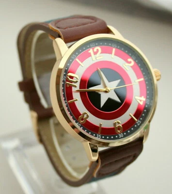 Reloj Comics Capitán América Escudo Hombre Vestido Nueva Caja Correa Foto 1 de 4