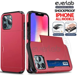 For iPhone 14 13 12 Pro Max Mini XS XR 8 Plus Shockproof Case Wallet Card Cover - Picture 1 of 15