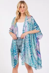 Do Everything in Love Women Abstract Pattern Silky Feel Summer Kimono Cover Up - Picture 1 of 24